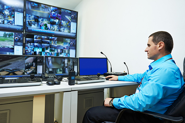 Trained dispatch professional monitoring a property
